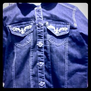 Baccini denim jacket w embroidery details